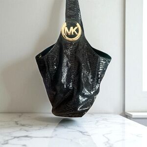 Michael Kors Black Snakeskin Tote Bag